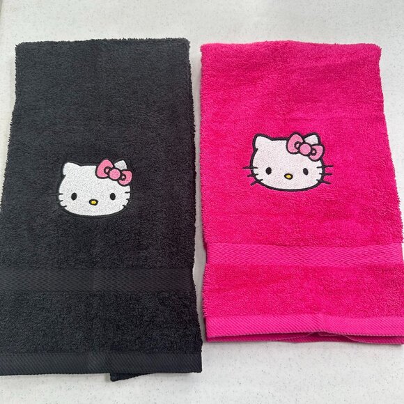Hello Kitty Towels Embroidered Hand Towel Set Hot Pink Cute Girly Bathroom Decor - Picture 3 of 3